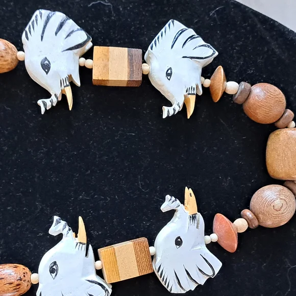 Wooden Zebra Bead Necklace - Picture 2 of 3